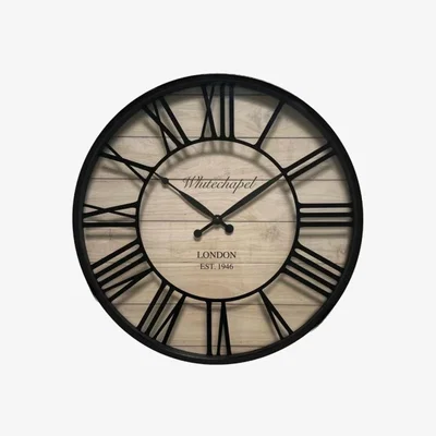 The Range Rustic Wood Effect Wall Clock - Black