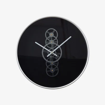 The Range Metal Gears Wall Clock for Bedroom Furniture - Black