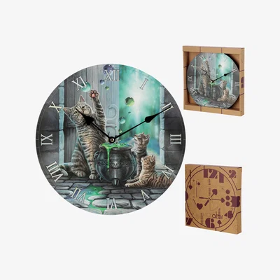 The Range Decorative Hubble Bubble Lisa Parker Cat Wall Clock - Grey