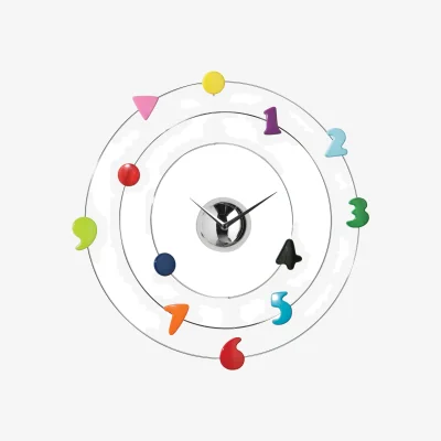 The Range Romero 45cm Dia Multi Coloured Numbers Chrome Wall Clock - Multicolour