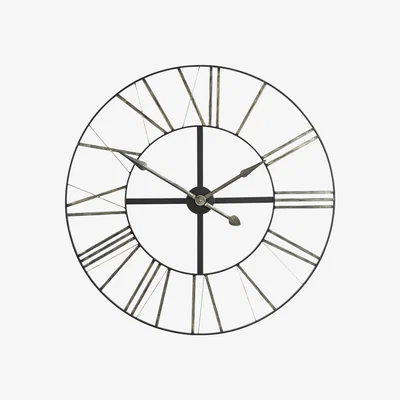 The Range Black Iron Clock with Silver Numerals  - Black