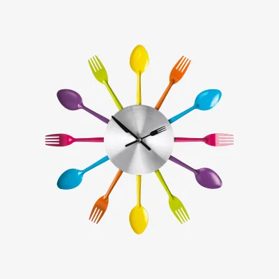 The Range Romero 37cm Dia Multi Coloured Cutlery Wall Clock - Multicolour
