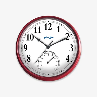 The Range Tub Wall Clock with Thermometer - Red