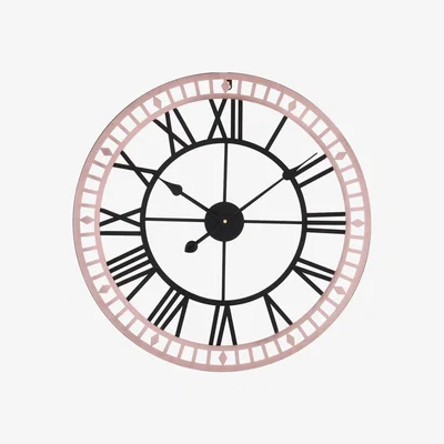 The Range Large Metal Decorative Modern Wall Clock with Roman Numerals - Rose Gold