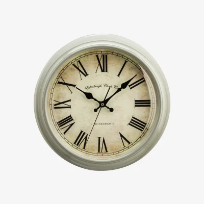 The Range Vermont 35cm Dia Grey Finish Wall Clock - Cream