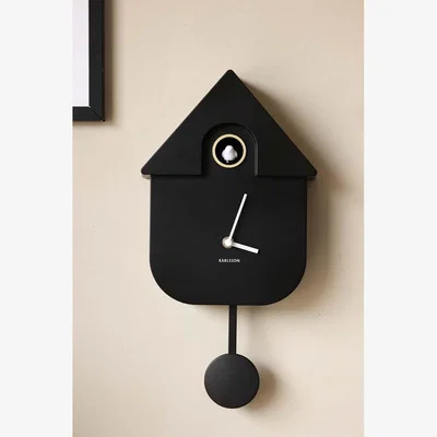 Rockett St George Modern Black Cuckoo Wall Clock