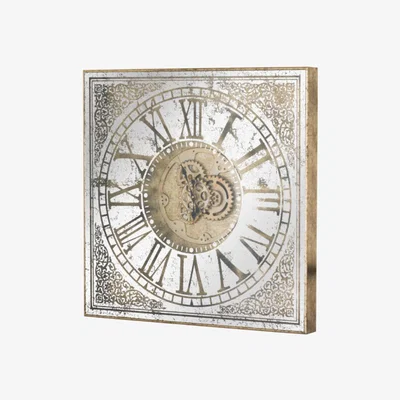 Teddy Beau Hill Large Mirrored Square Framed Clock With Moving Mechanism