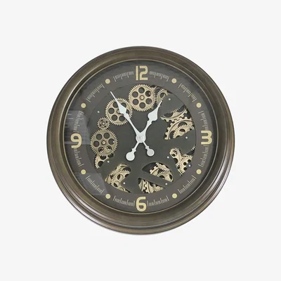 Teddy Beau Deco Home Round 52.6cm Coffee Brown Gears Wall Clock / Brown