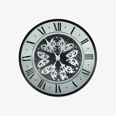 Teddy Beau Deco Home 59.5cm Gears Mirror Wall Clock Black