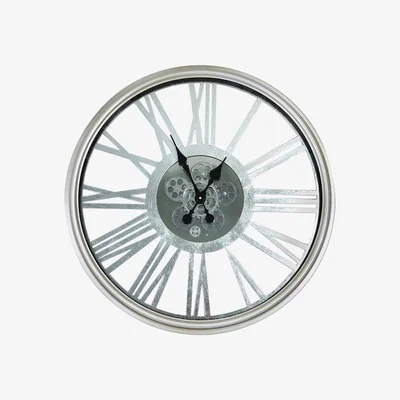 Teddy Beau Deco Home 80cm Gears Wall Clock Silver