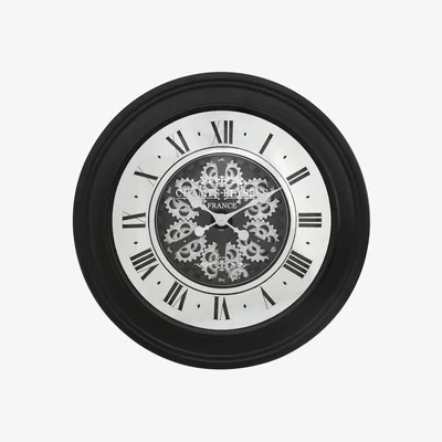 Teddy Beau Deco Home 80cm Black And Mirror Gears Wall Clock / Mirror