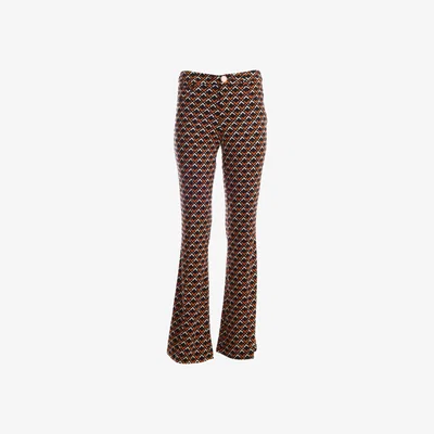 Wolf & Badger Women's Black / Yellow / Orange Clock Work Orange Corrie Flare Trousers | Medium | Traffic People
