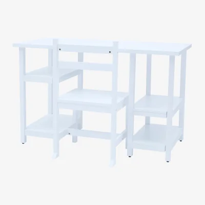 The Range Kids Wooden Desk & Chair Set with Large Desktop and Open Shelving - White