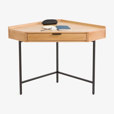 La Redoute Volga Wood & Metal Corner Console Desk with 1 Drawer