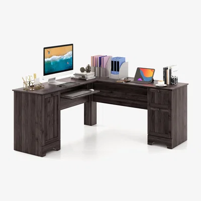 The Range L Shape Corner Computer Desk - Black
