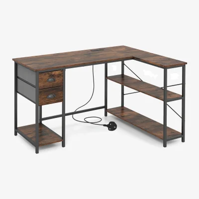 The Range Corner Computer Desk with Fabric Drawers