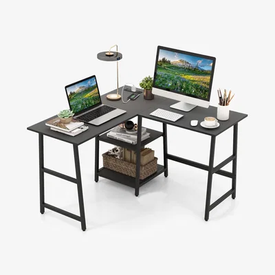 The Range 2-Person Corner Computer Desk - Black