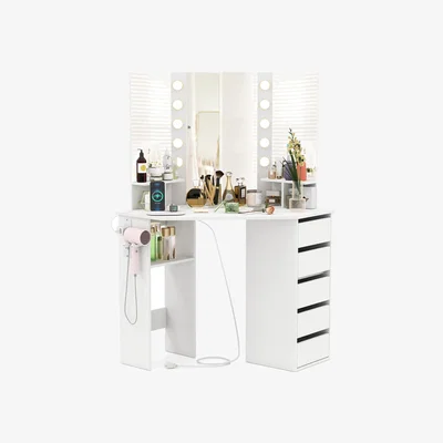The Range Corner Vanity Desk - White