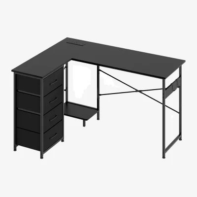 The Range Reversible L-shaped Corner Desk with 4 Drawers - Black