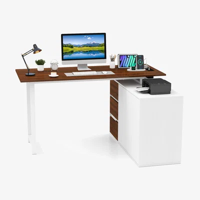The Range 138 CM Reversible Corner Computer Desk - Brown