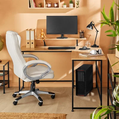 The Range Corner Desk Melrose - Industrial Wood Light, Oak Sonoma