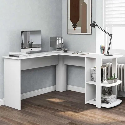 The Range Corner Desk for Home Office  L-Shaped for Gaming or Study - White