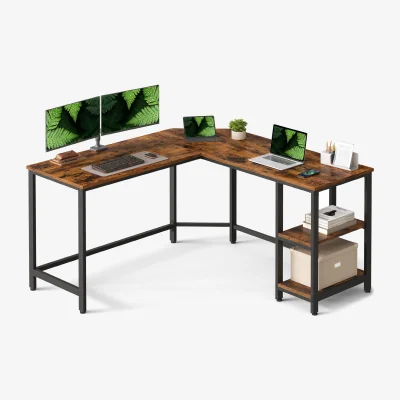 The Range L-Shaped Corner Desk with Removable Storage Shelves - Bronze