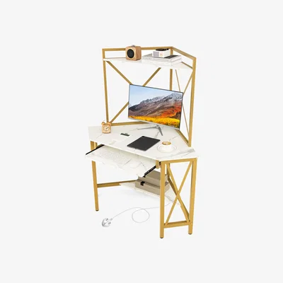The Range Corner Computer Desk Writing Workstation  - White