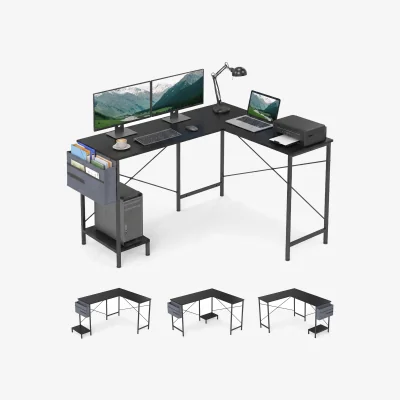 The Range Reversible L-Shaped Corner Office Desk - Black
