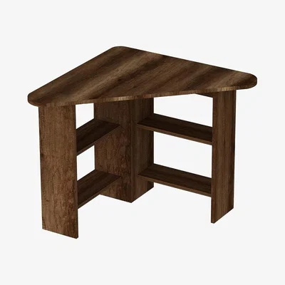 The Range Gredos Corner Computer Desk with Shelves - Light Walnut
