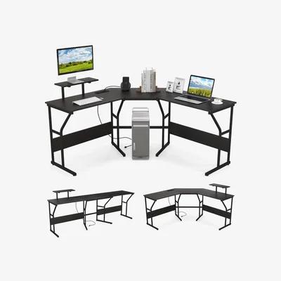 The Range L-shaped Desk Corner Computer Desk - Black