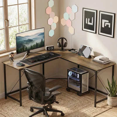 The Range HOMCOM Corner L Shape Computer Desk - Brown