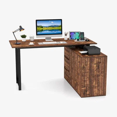 The Range Reversible Corner Computer Desk - Brown