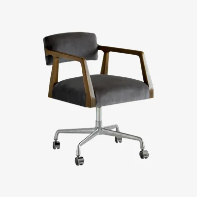 Andrew Martin Theo Desk Chair, Chair, Grey - Andrew Martin Velvet