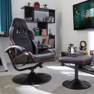 Dunelm X Rocker Play Milano MultiMedia Reclining Chair with Footstool Black