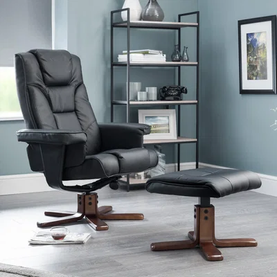 Dunelm Malmo Faux Leather Swivel Recliner Black