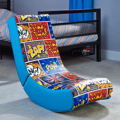 Dunelm X Rocker Video Rocker Comic Book Edition Gaming Chair Blue