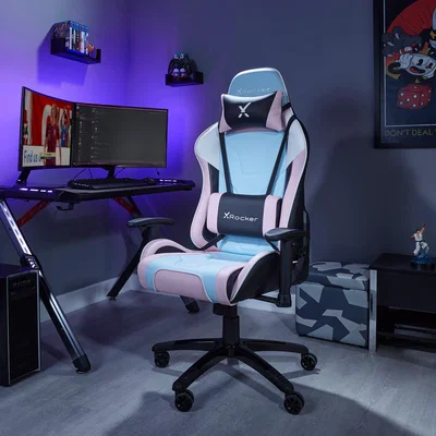 Dunelm X Rocker Agility Sport Office Gaming Chair Bubblegum Blue