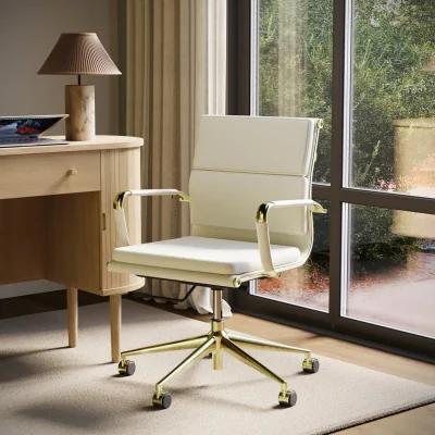 Furniture123 Beige Faux Leather Office Chair - Benson
