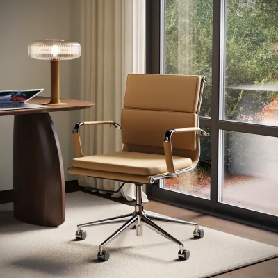 Furniture123 Tan Faux Leather Office Chair - Benson