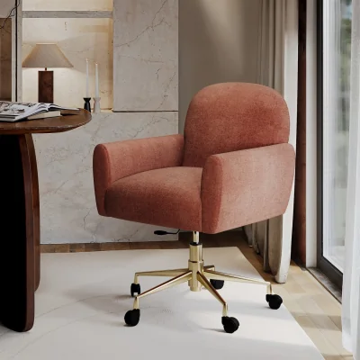 Furniture123 Dusty Pink Fabric Swivel Office Chair - Shai