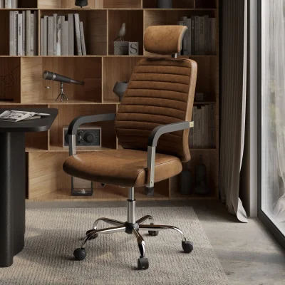 Furniture123 Ergonomic Brown Faux Leather Office Chair - Emmanuel