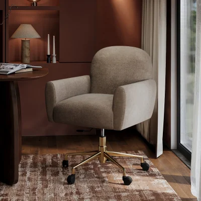 Furniture123 Beige Fabric Swivel Office Chair - Shai