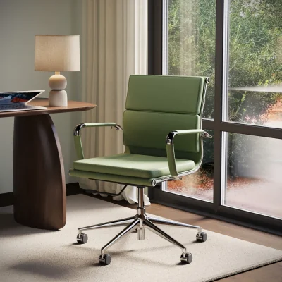 Furniture123 Green Faux Leather Office Chair - Benson