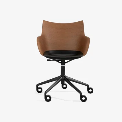 Heal's Kartell Q/Wood 3D Swivel Chair Dark Wood - Heal's UK Furniture