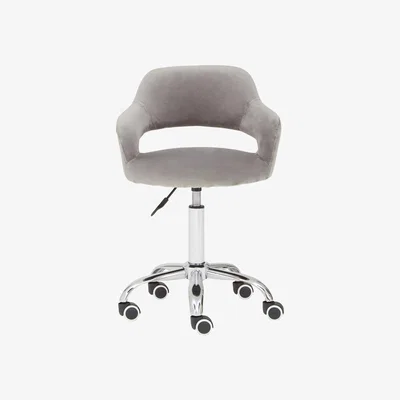 La Redoute Soft Grey Velvet Office Chair with Chrome Base