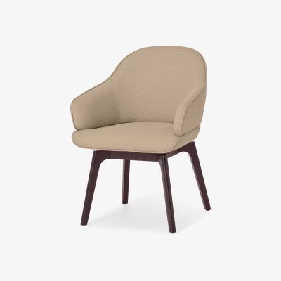 Made.com Erdee Office Chair, Soft Beige Weave with Dark Stain Legs