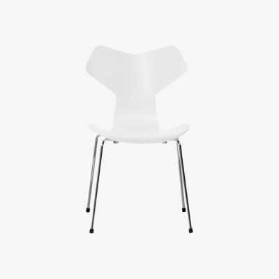 Made in Design Grand Prix Stacking chair - Wood by Fritz Hansen White