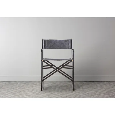 Perch and Parrow Roxton Black Leather Chair, Set of Two