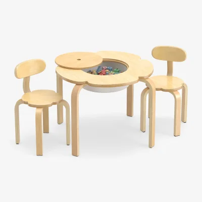 The Range Flower-Shaped Toddler Desk Chair Set - Natural